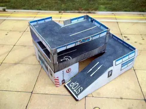 maquetas armadas Estacionamiento Multinivel Escala HO 1/87<br />Accesorio para Dioramas de Ferromodelismo